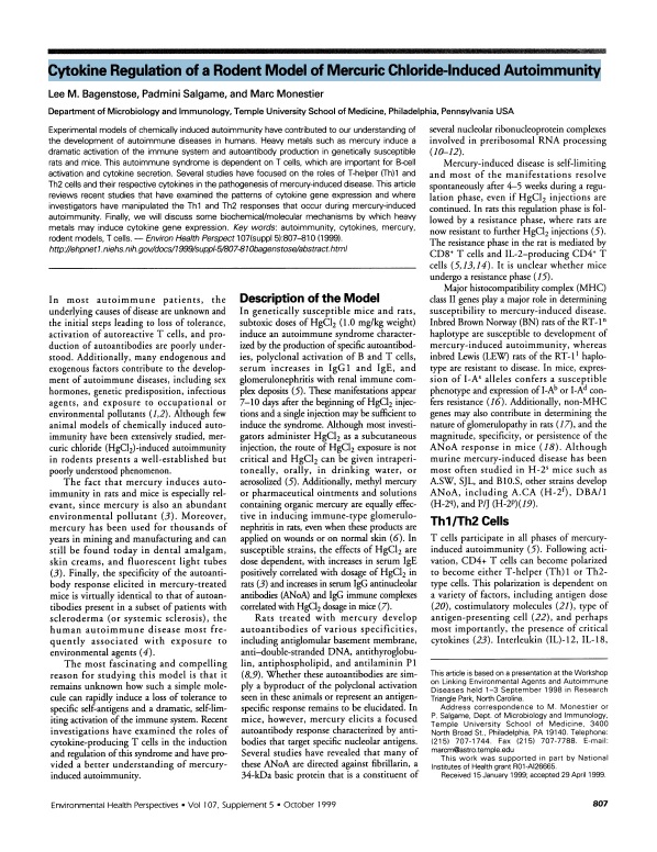 Cytokine Regulation of a Rodent Model of Mercuric Chloride-induced Autoimmunity